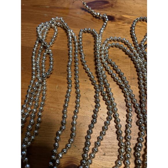 Lot Strands Vintage Mercury Glass Bead Christmas Tree Garland 45 ft - Picture 5 of 9